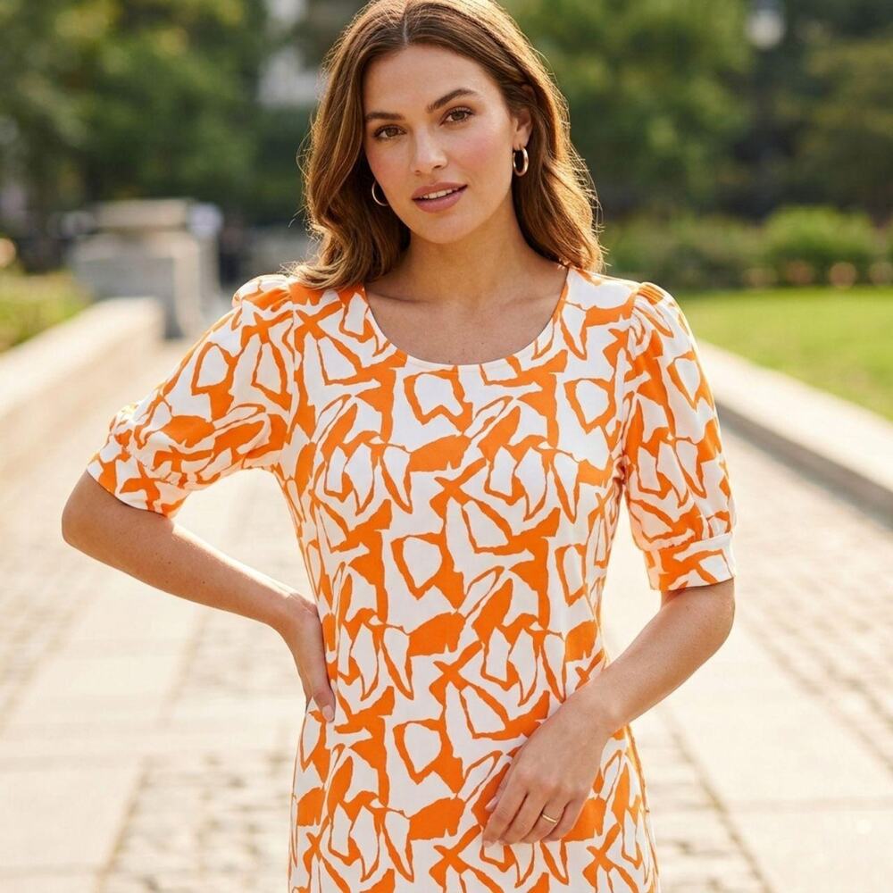 Cece orange and white abstract